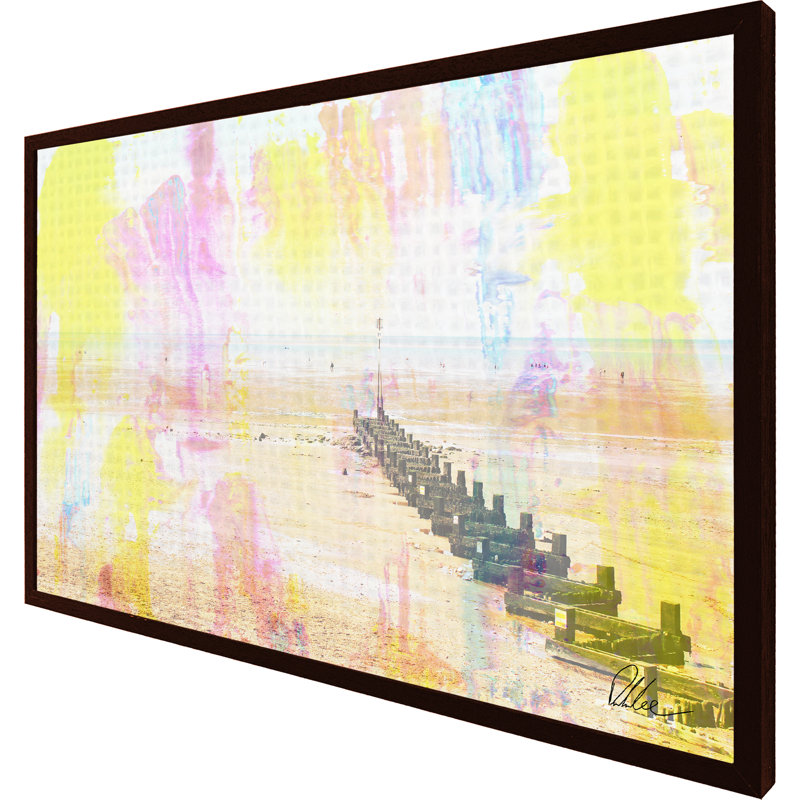 Colourful Beach - Single Picture Frame Print, 76cm H x 114cm W x 4cm D, Brown