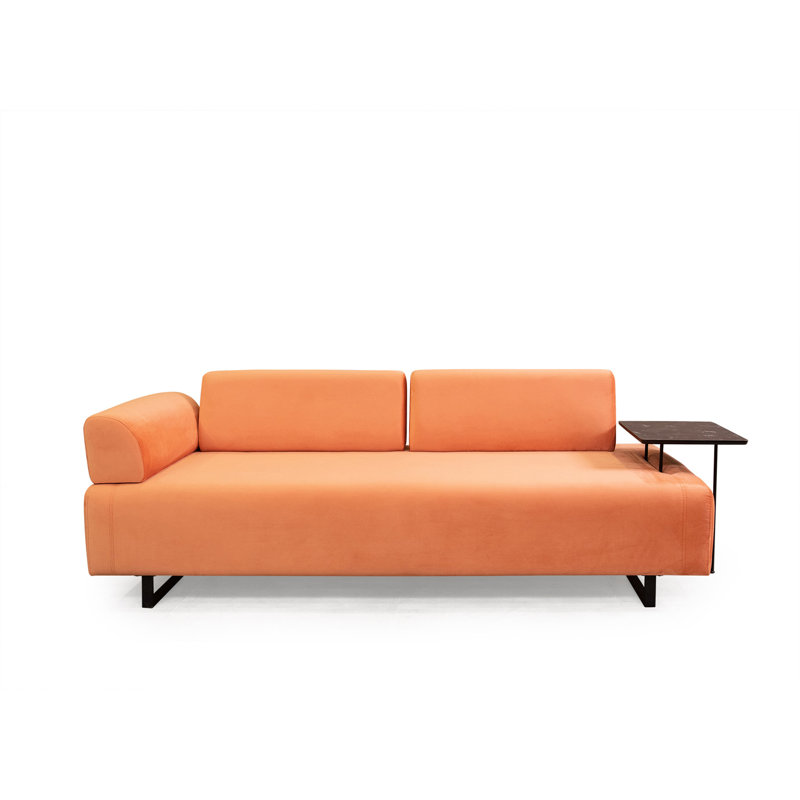 Canapé-lit rembourré 86,6 po Haylo, 100 % polyester orange
