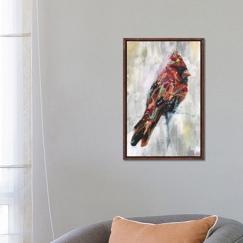 Ezra's Feathers 1 Piece Painting on Canvas, 66.04 cm H x 45.72 cm W, Classic Brown Wood Framed