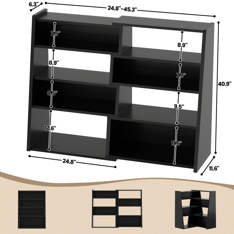 Petite bibliothèque à 5 niveaux,  (5 tablettes) H 41 po x l 45,2 po x P 11,7 po, Noir