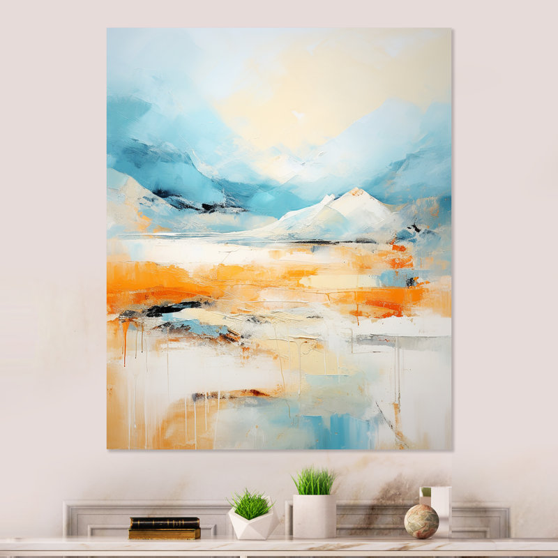 Art mural en métal bleu et orange Mirage of the Desert III - Tachisme, H 32 po x l 24 po x P 1 po