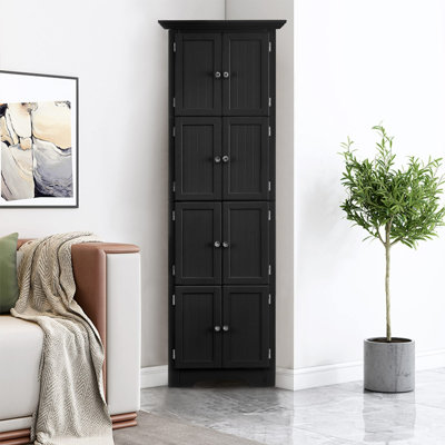 Tall Storage Cabinet With 8 Doors And 4 Shelves For Living Room, Kitchen, Office, Bedroom, Bathroom, Modern
