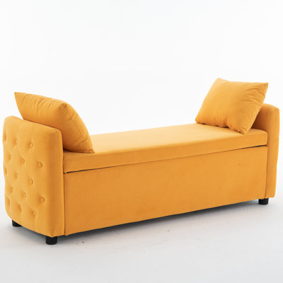 Storage Bench For Bedroom, 60" End Of Bed Bench For King Size Bed, Velvet Tufted Bench Modern Upholstered Long Ottoman Bench With Arm