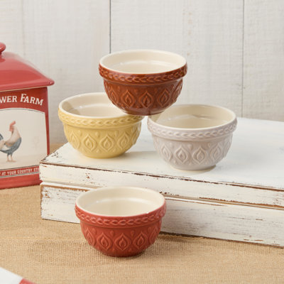 Vintage Farm Stoneware Set of 4 Prep Bowls 4.5"
