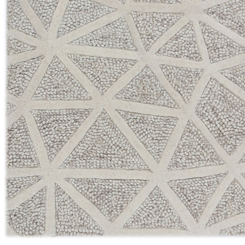 Extravaganza Geometric Handmade Tufted Wool/Cotton Heathered Gray Area Rug, Rectangle 8' x 10'