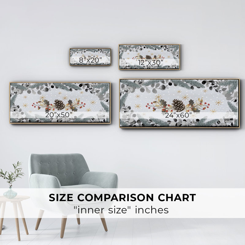 Cozy Christmas Collection D, H 20 po x l 50 po x P 1,5 po, Toile naturelle avec cadre flottant