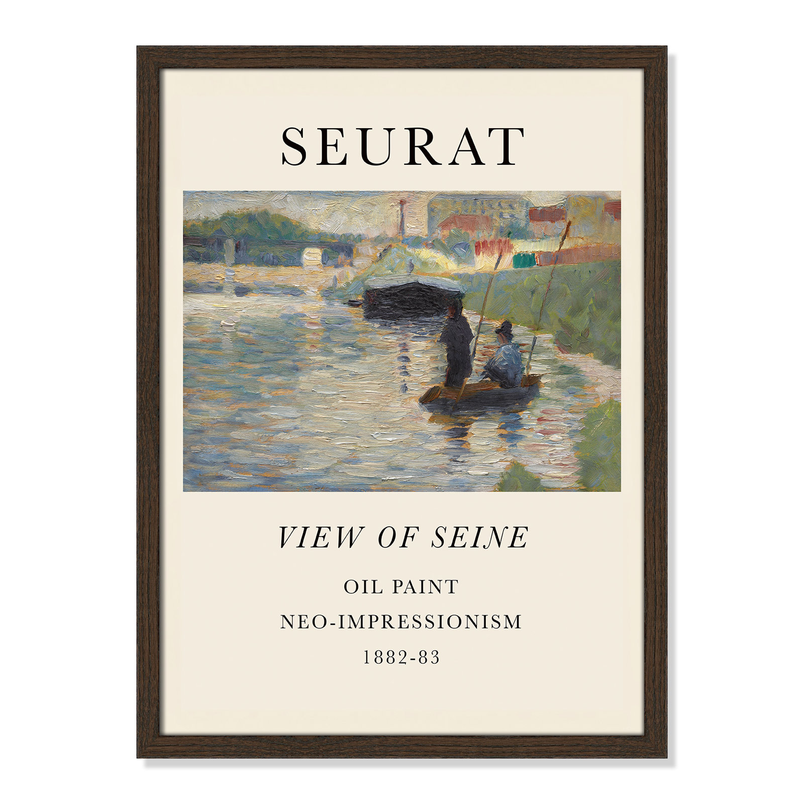 View Of Seine by Georges Seurat, No, Walnut Single Picture Frame, 23" H x 17" W x 0.75" D