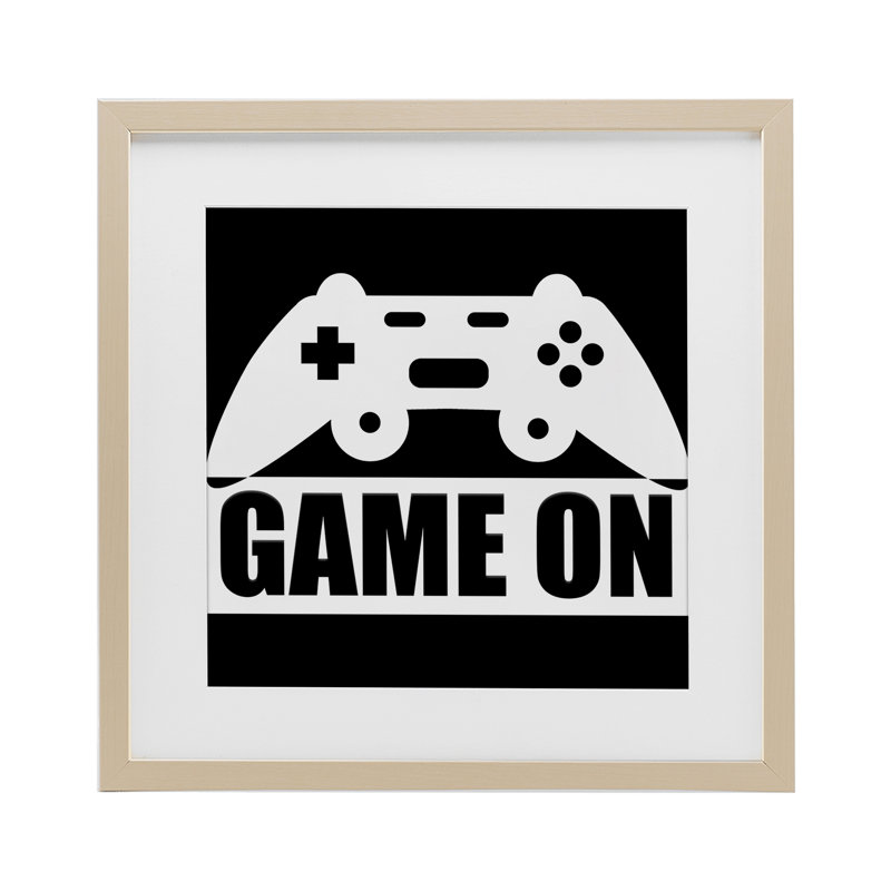 «Game On», reproduction encadrée noire sous verre, conception de Kim Allen, Cadre de récolte en pin, H 13 po x l 13 po