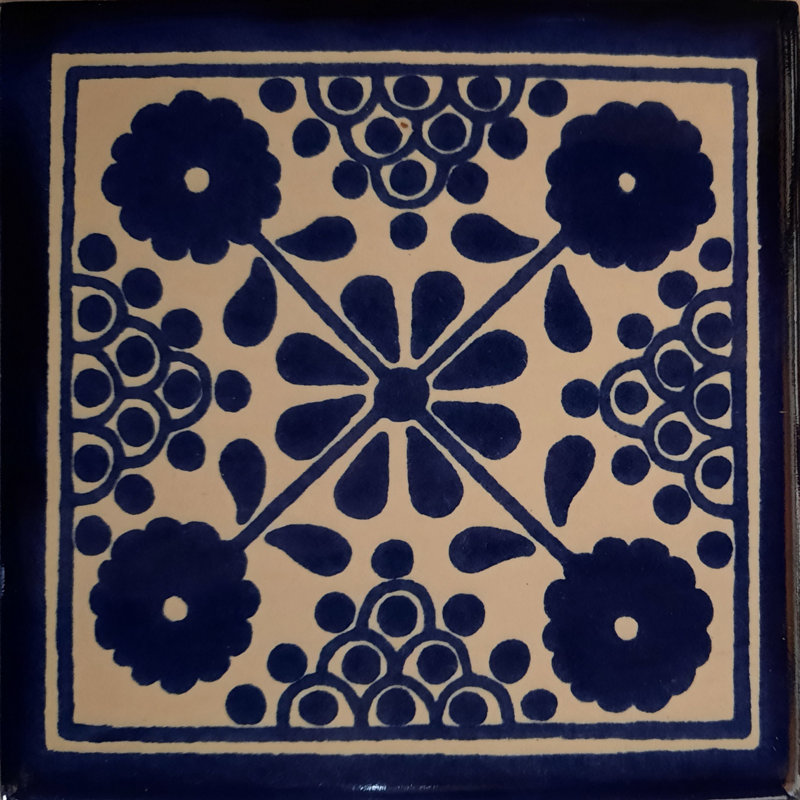4.2" x 4.2" 9pcs TalaMex Damasco Mexican Clay Tile Handmade Talavera Backsplash