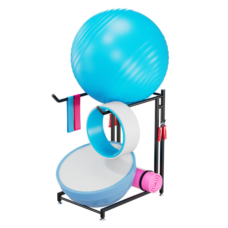 Exercise Ball Holder - Medicine Ball Rack for 85cm Yoga Ball Yoga Mat Storage, Garage Stability Ball Organizer Stand for Home Gym