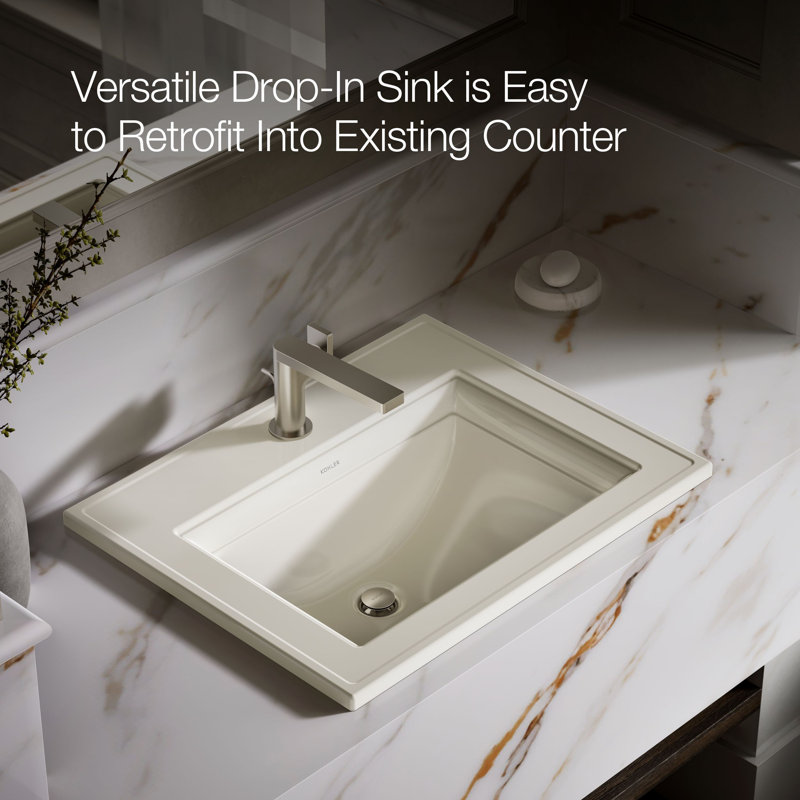 Memoirs® Stately Drop-in Bathroom Sink, Single Hole, Biscuit