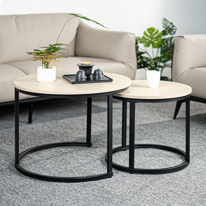 Ensemble de 2 tables basses gigognes Hawthyhome, table d'appoint de salon, table d'appoint multifonctionnelle avec structure en métal, / salon / chambre à coucher