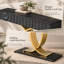 Table console d'entrée étroite moderne de 121 cm (47,54 po) avec 3 tiroirs, noire et dorée, avec structure en métal