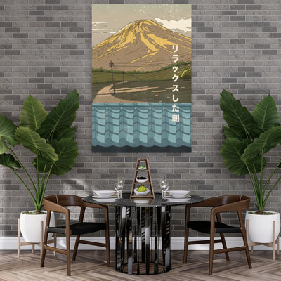 «Serene Fuji Morning Peaceful Serene Traditional Landscape Mountain», art mural