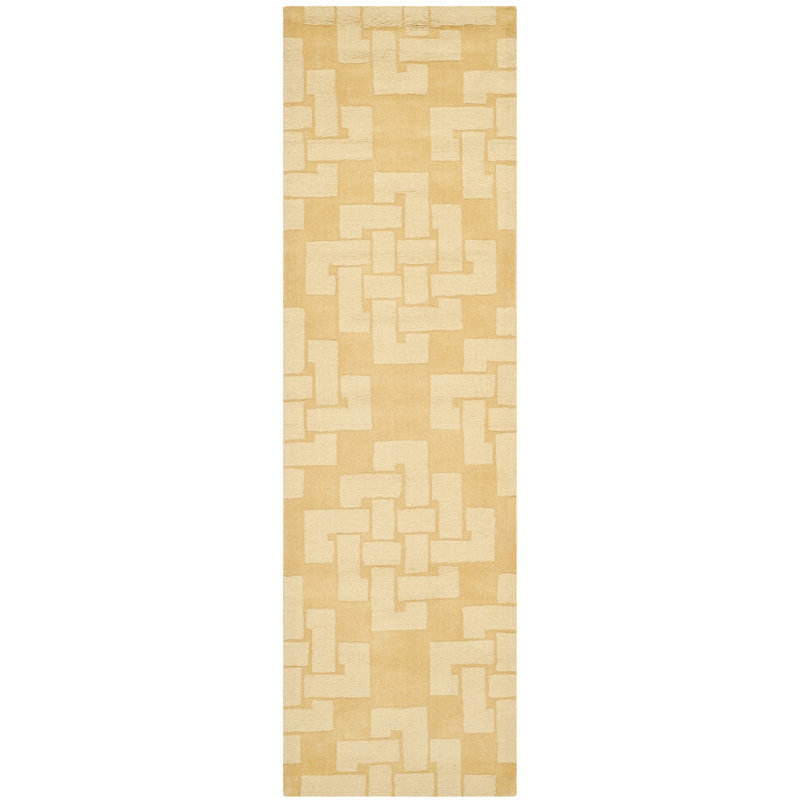 Tapis géométrique en laine touffeté à la main, Tapis de couloir 2 pi 3 po x 8 pi