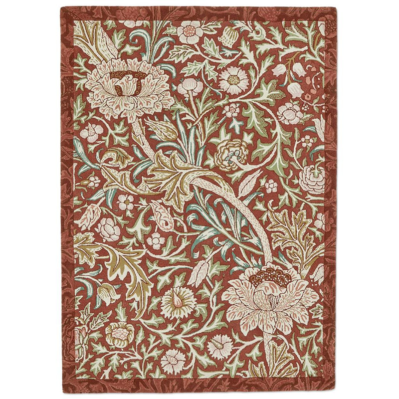 Wool Floral Area Rug, Rectangle 5'7" x 7'10"