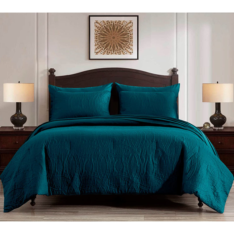Liam Microfiber 7 Piece Bed in a Bag Comforter Set, King Comforter + 6 Additional Pieces, Teal