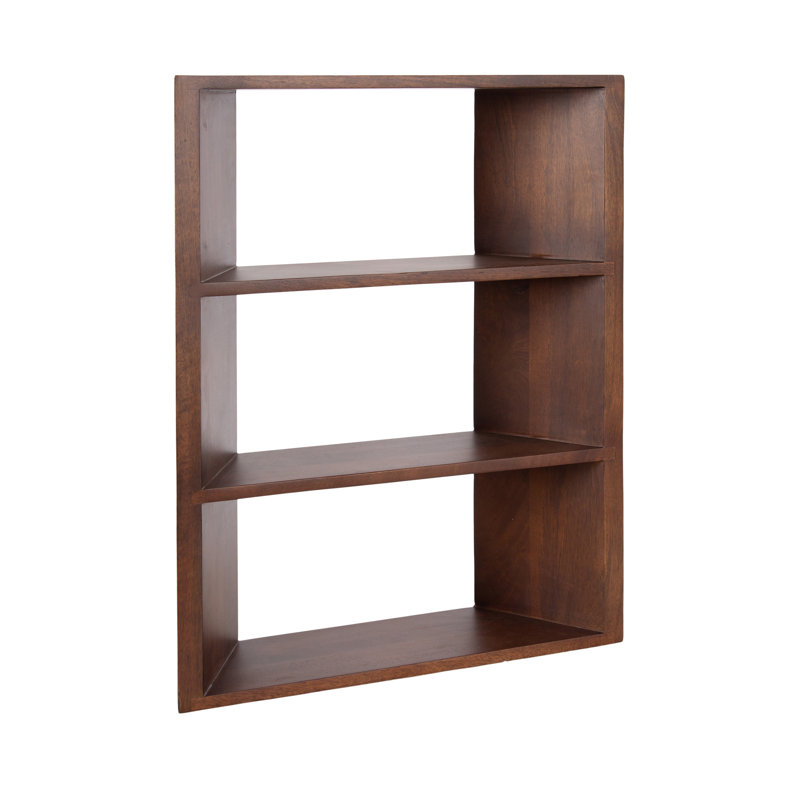 Akita Angled Three-Tier Wood Wall Shelf