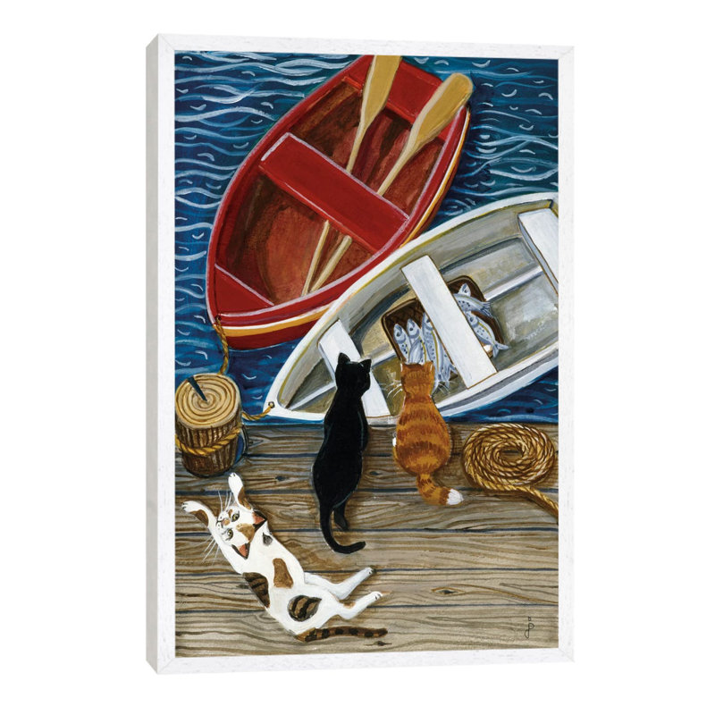 The Days Catch by Jan Panico - Painting on Canvas, 101.6 cm H x 66.04 cm W x 1.91 cm D, White Framed