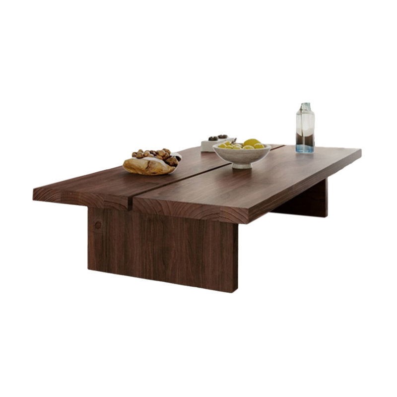 Nut-brown Solid Wood Rectangular Coffee Table, 12.99" H x 47.24" L x 23.62" W