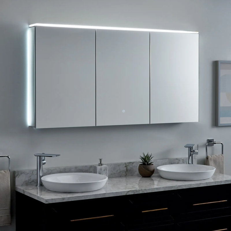 53" Pallas Lighted Medicine Cabinet with Tunable LED and Electrical Outlet, 53"