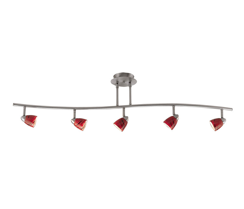 48'' 5 -Light Fixed Track Track Kit with Dimmable and Adjustable Head, Brushed Steel, Blood Red