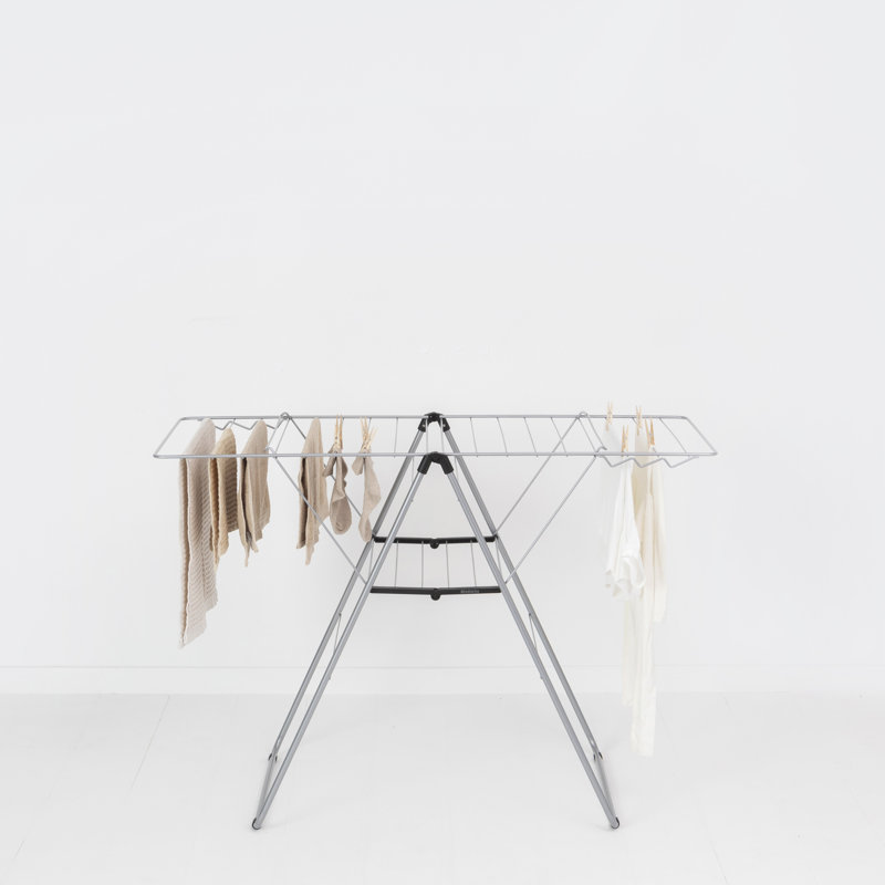 Brabantia HangOn Foldable Clothes Drying Rack - 66 Feet (20m), Metallic Gray