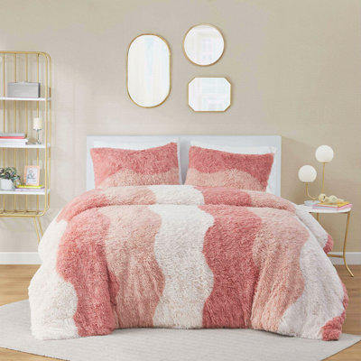 Ensemble de housse de couette en fausse fourrure ombrée 3 pièces King / Cal King