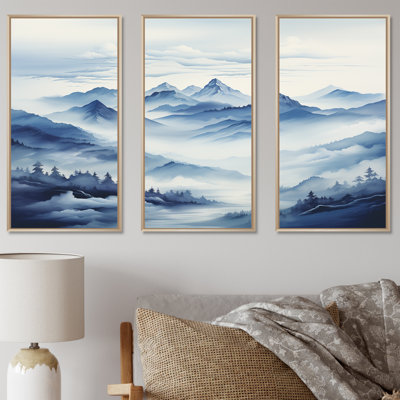 Mountain Blue Peak Harmonies II - Landscape Mountains Canvas Art Set