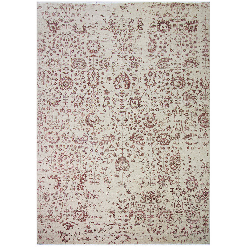 Floral Area Rug in Natural/Wine, Rectangle 10' x 14'