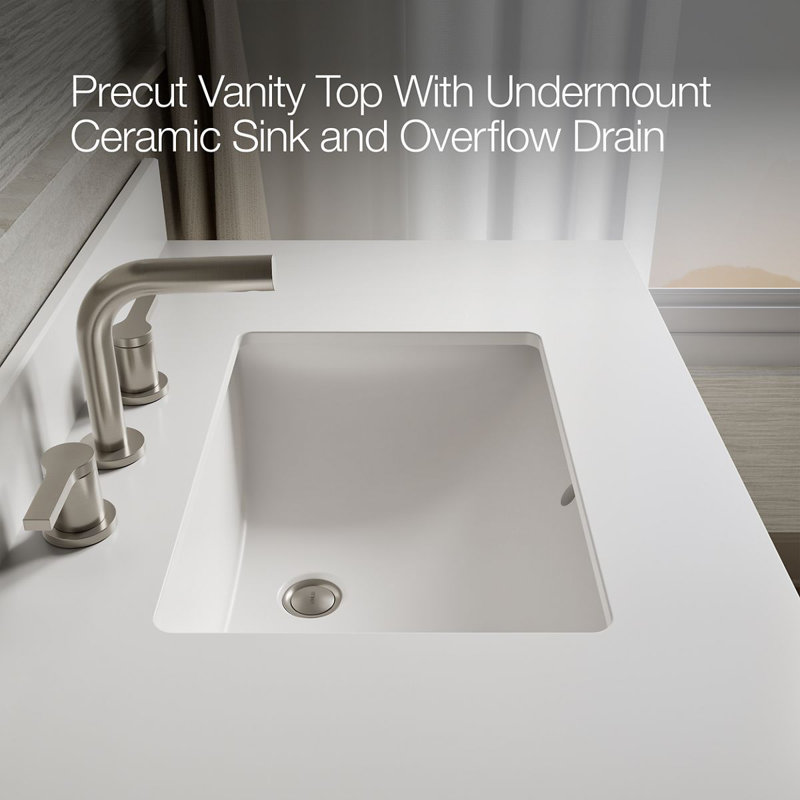 Charlemont 30 In. Bathroom Vanity Cabinet With Sink And Quartz Top, Brushed Nickel, White, 30"