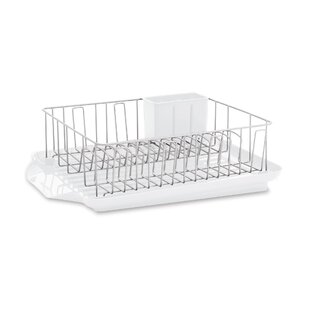 Farberware Compact Dish Rack with Frost Sink Brush, Teal