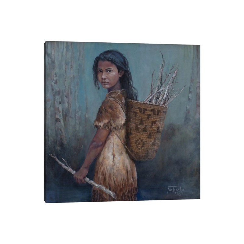 Reproduction d’art « the Kindling collector » par Jan Perley, Pas de tapis, H 26 po x l 26 po x P 1,5 po, Toile tendue