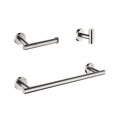 Bathroom 3 Hardware In Brushed Nickel, Stainless Steel Construction, Modern Appeal, Scratch-, Rust-, Easy Setup Sort , Nickel Finish, Steel, Design, Assembly Style