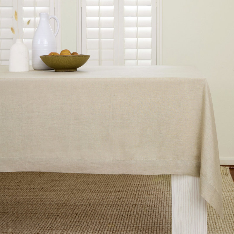 100% Pure Linen Tablecloth - Fete, Natural, 84" L x 60" W