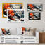 Monochère orange chalet en hiver III - paysage, art mural sur toile-602381642-602381643