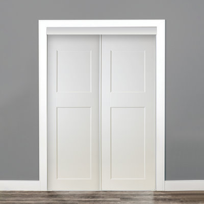 Porte de placard coulissante préfinie blanche à 2 panneaux