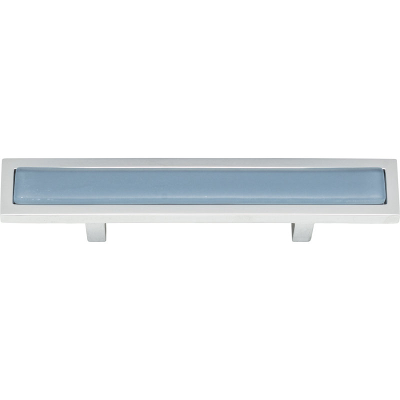 Spa 3" Center to Center Bar Pull, Polished Chrome/Blue