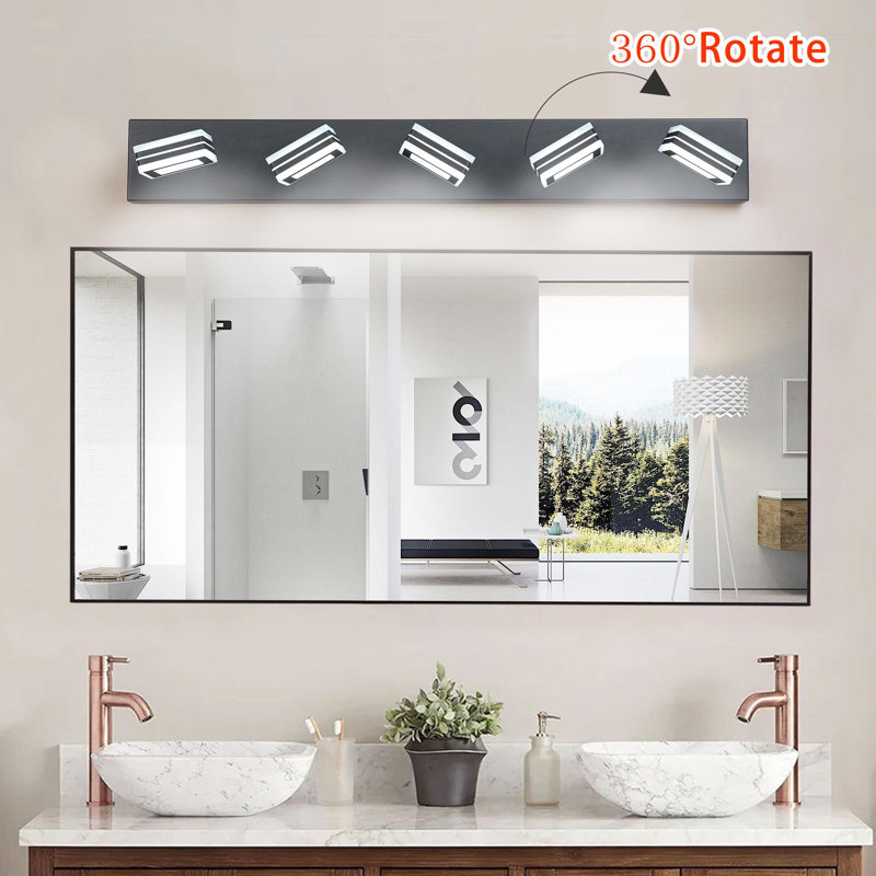 Luminaire de salle de bain 32 lumières DEL noir moderne de 32 pouces, luminaire mural carré en acrylique à abat-jour carré, éclairage miroir