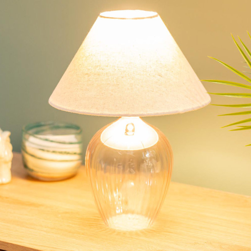 Matheo Glass Table Lamp, Pink