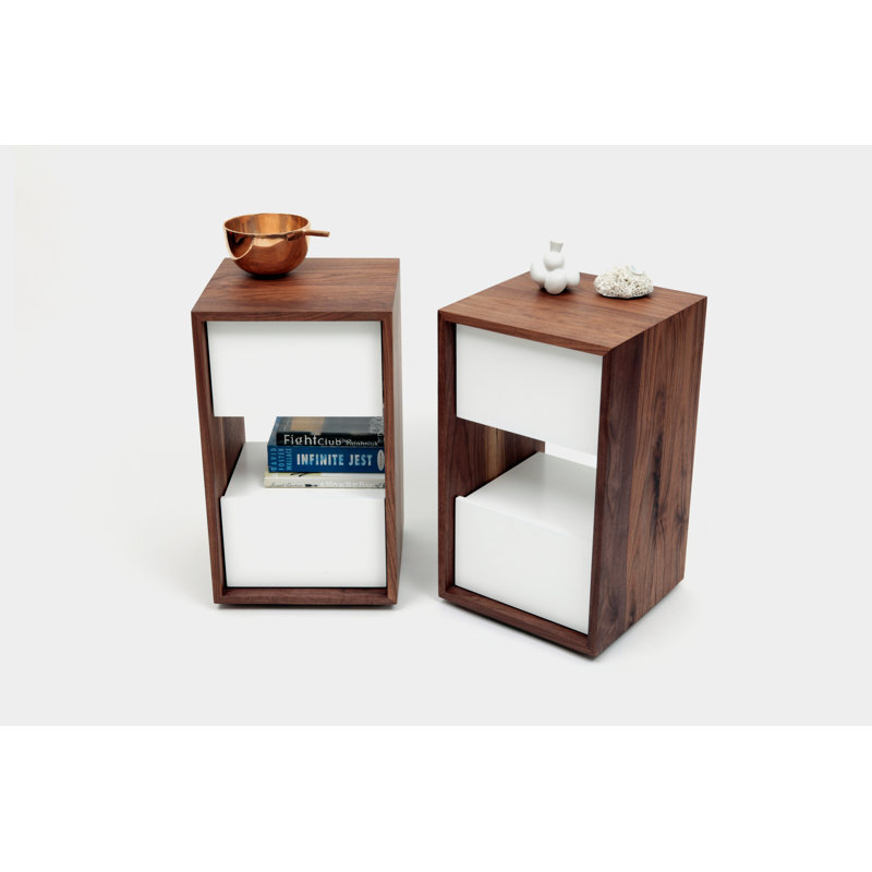 THN 2 - Drawer Solid Wood Nightstand, White