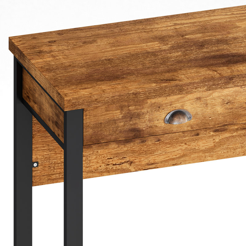 Yaneri Console Table and Stool Set, Bar Table With Stools Breakfast Bars, Brown