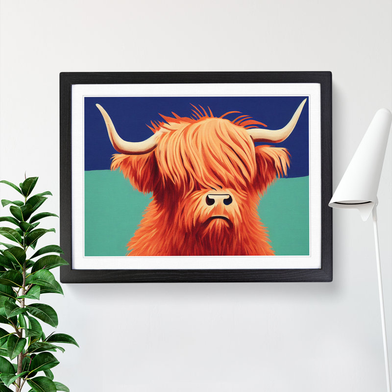 Highland Cow - Single Picture Frame Print, Black, 25cm H x 34cm W x 2cm D