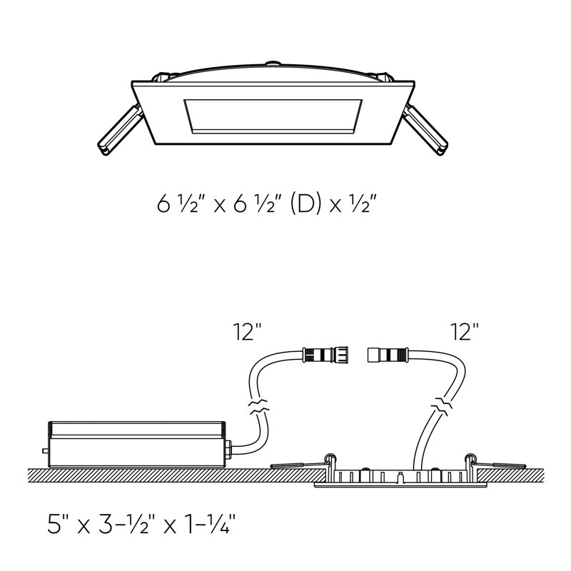 Khari Selectable Color Temperature Dimmable Air-Tight IC Rated LED Canless Recessed Lighting Kit, 1" H x 6" W x 6" D