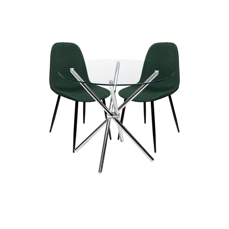 Quintan 2 - Person Dining Set, Chrome, Green