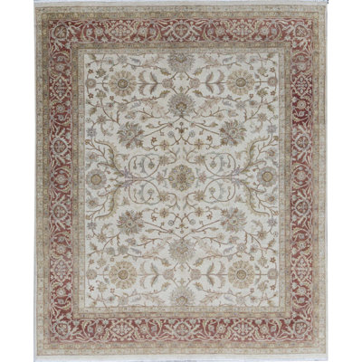 Tapis ivoire et rouille noué à la main de haute qualité