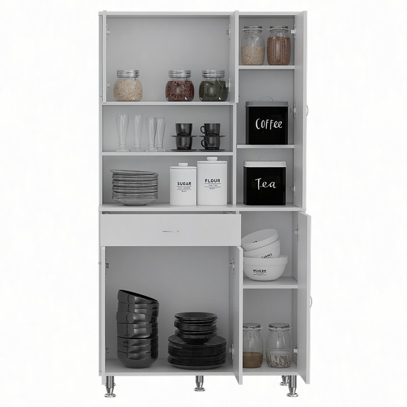 Garde-manger Della 90, un tiroir, plusieurs armoires, deux tablettes ouvertes