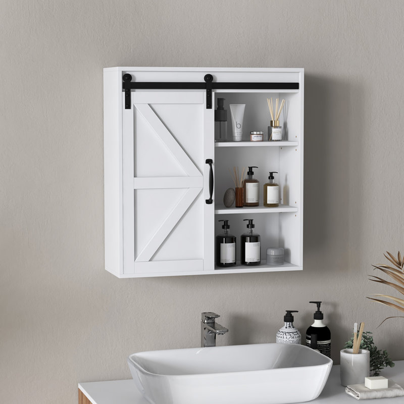 Wall Cabinet with Sliding Door and Adjustable Shelf