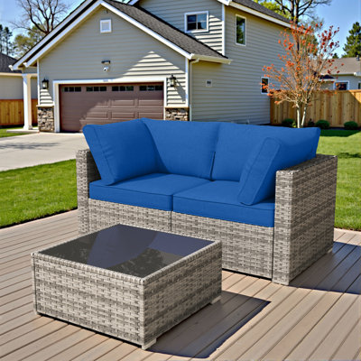3-person Outdoor Sectional With Cushions,all-weather Wicker Patio Set