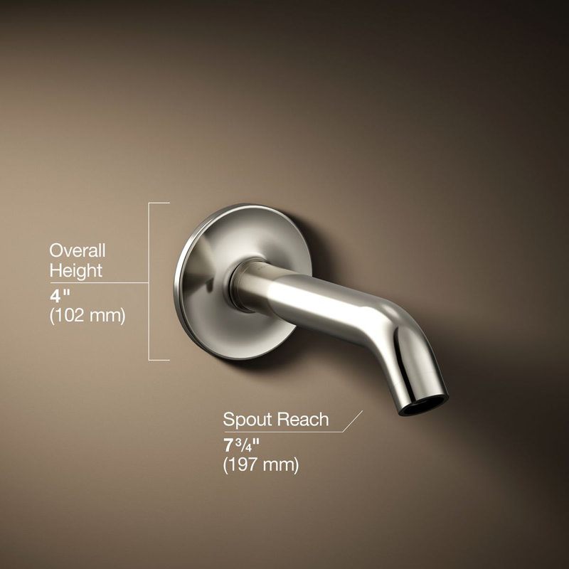 Purist® Wall-Mount Non-Diverter Bath Spout, 35-Degrees, Vibrant Polished Nickel
